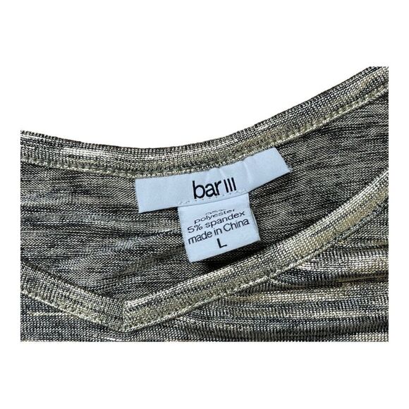 Bar lll Women’s Sz L Off The Shoulder Top Gold Silver Blouse Sexy Holiday Party - Picture 6 of 8